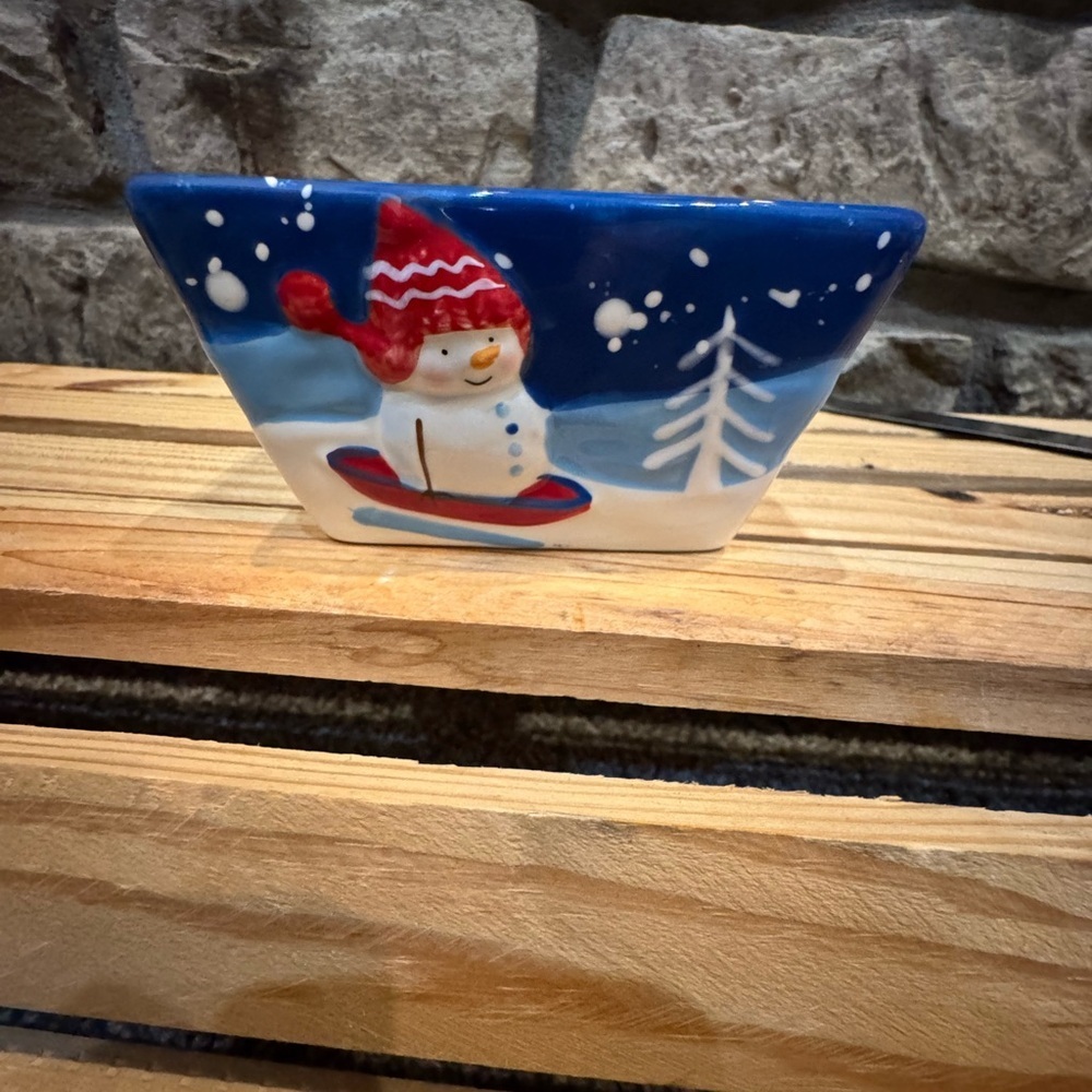 St Nicholas Square Let it Snow Square Oatmeal Fruit Bowl Replacement Snowman‎
